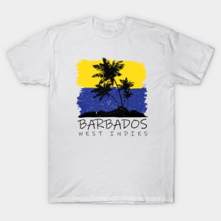 Barbados National Colors with Palm Silhouette T-Shirt